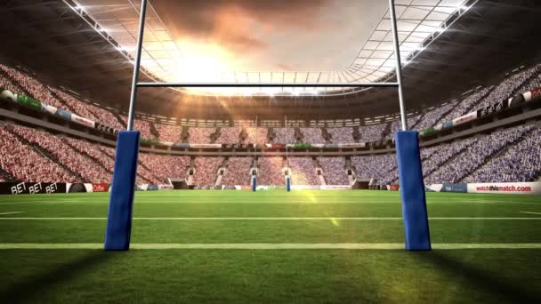 Pemandangan Stadion Rugby Dengan Cuaca Cerah Selama Piala Dunia — Stok Video