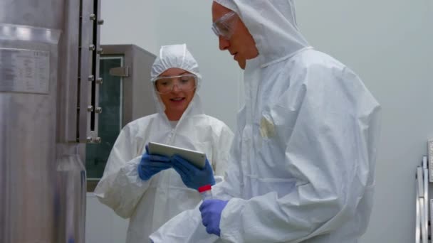 Scientists Protective Suits Working Together High Quality Format — Stock Video