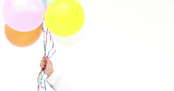 Renkli Balonları Yüksek Kaliteli Formatında Asyalı Hipster — Stok video