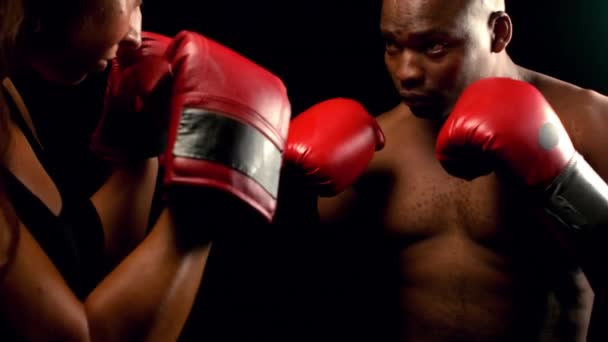 Casal Boxe Uns Com Outros Câmera Lenta — Vídeo de Stock