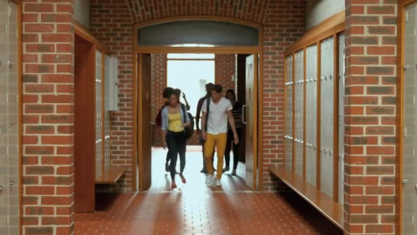 Students Entering Locker Room College — Stock Video