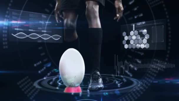 Digitale Animatie Van Futuristische Technologie Bijhouden Atleten Bewegingen — Stockvideo