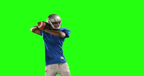 高品質 フォーマットに緑色の画面のアメリカン フットボール プレーヤー — ストック動画