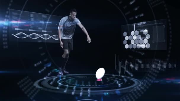 Digitale Animation Der Futuristischen Technologie Die Die Bewegungen Der Athleten — Stockvideo