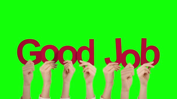 Руки Тримають Хорошу Роботу Фоні Зеленого Екрану — стокове відео