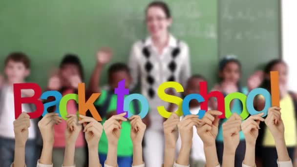 Ruce Nahoru Zpět Školy Proti Školní Scénu — Stock video