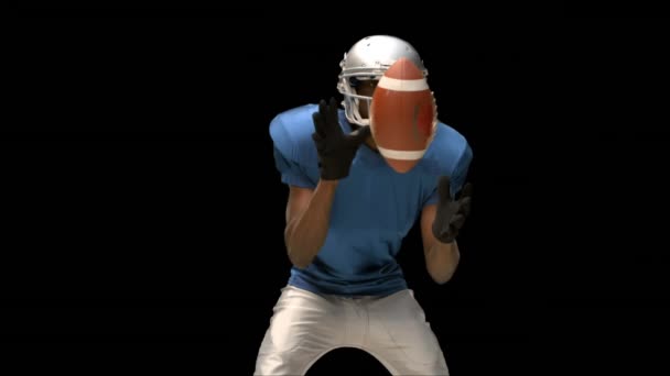 Serious American Football Player Tackling Ball Slow Motion — Stock Video