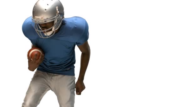 Serious American Football Player Tackling Ball Slow Motion — Stock Video