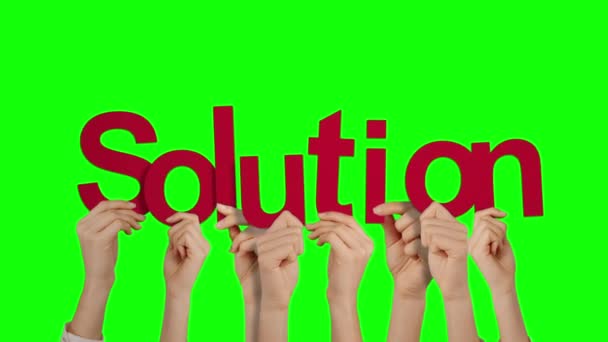 Hands Holding Solution Green Background — Stock Video