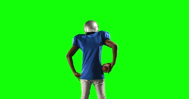 Американський Футбол Player Зелений Екран Форматі Високої Якості — стокове відео