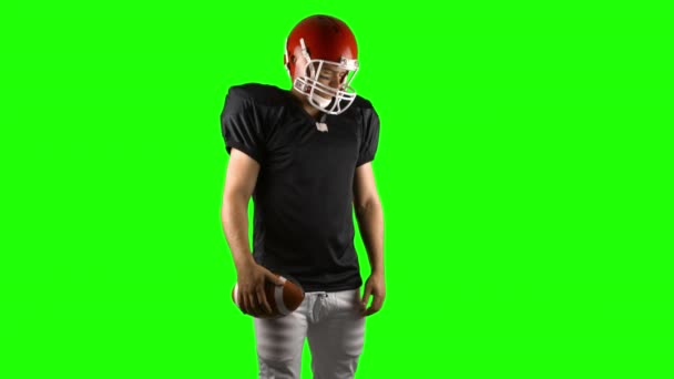 American Football Spieler Auf Grünem Bildschirm Ultra Format — Stockvideo