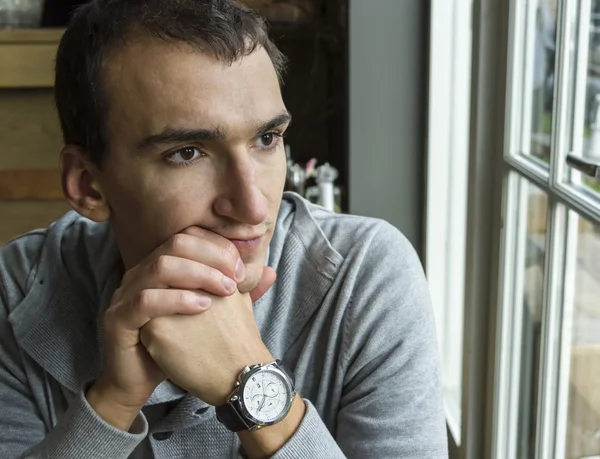 Portrait of handsome man, close up of young businessman indoors — Stock Photo, Image