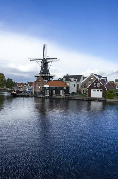 Malebná krajina s větrným mlýnem. Haarlem, Nizozemsko — Stock fotografie