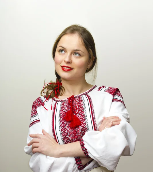 Portrait of beautiful young woman in the Ukrainian national clot — Stock Photo, Image