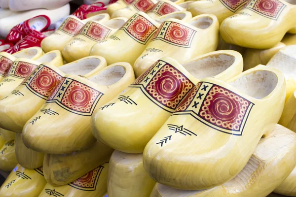 Dutch traditional wooden shoes with ornament, clogs, symbol of t — Stock Photo, Image