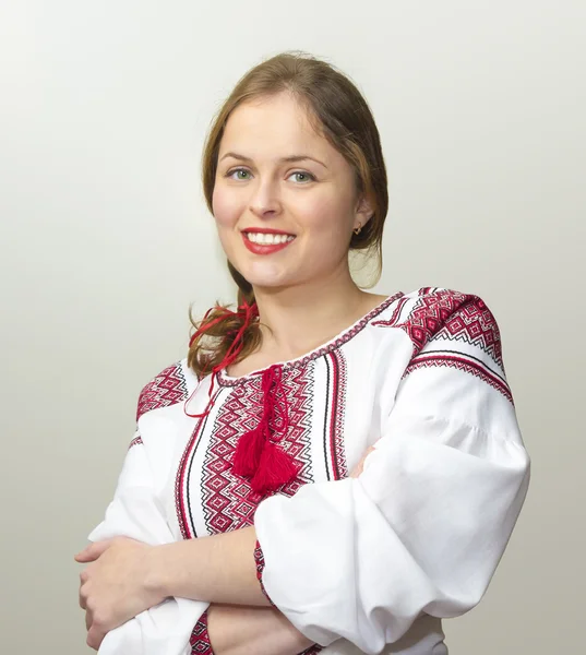 Portrait of beautiful young woman in the Ukrainian national clot — Stock Photo, Image