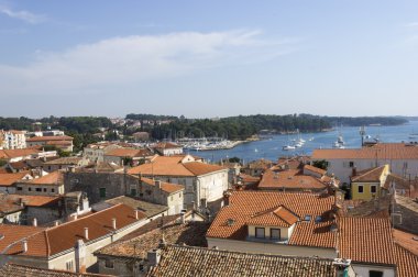 panoramik şehir porec bazilika Tower, Istra aşağı