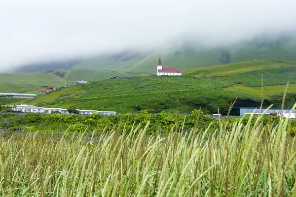 Fog over the village, Iceland, summer — Stock Photo, Image