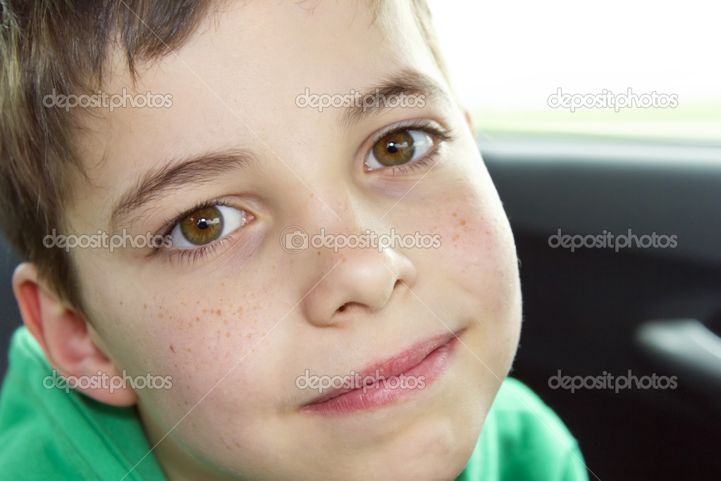 Closeup of cute young eleven years boy