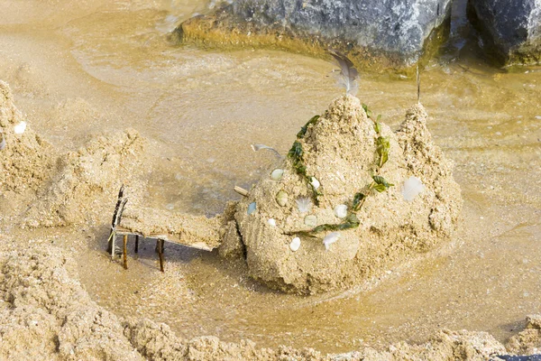 Sand Castle on the Beach, Netherlands — Stock Photo, Image