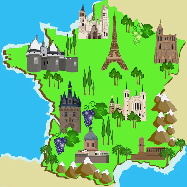 Mapa de Francia — Vector de stock