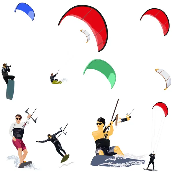 Kitesurfers — Stok Vektör