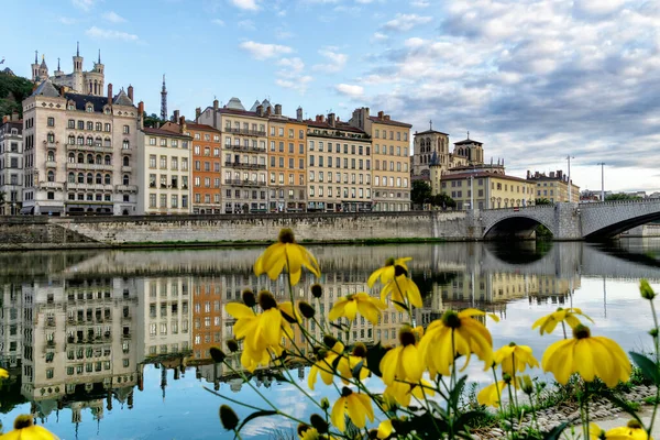 Saone river in Lyon city at morning — Stock Photo, Image
