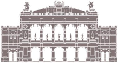 Viyana Operası 'nın silueti beyaz arka planda izole edildi