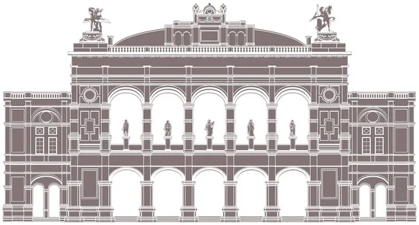 Silueta Ópera Viena Aislada Sobre Fondo Blanco — Archivo Imágenes Vectoriales