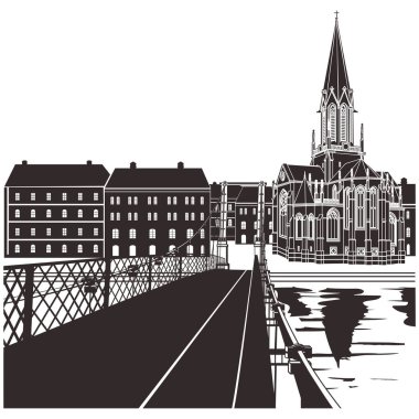 Yaya Saint Georges yaya köprüsü ve Saint Georges Kilisesi Lyon, Fransa