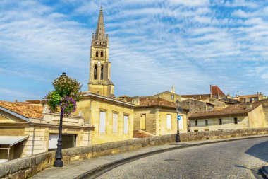 Church in Saint Emilion in Aquitaine region on sunny day, France