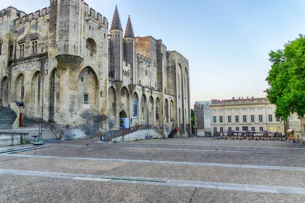 Hermosa Vista Del Palacio Los Papas Antiguos Saint Benezet Aviñón — Foto de Stock