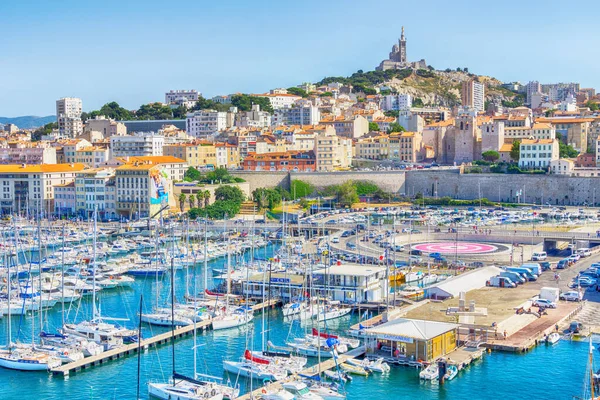 Vista Del Puerto Notre Dame Garde Marsella Francia — Foto de Stock