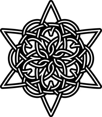 Modern tarzda Kelt yıldızı. Vektör logosu çizimi. Vektör yıldız mandala.