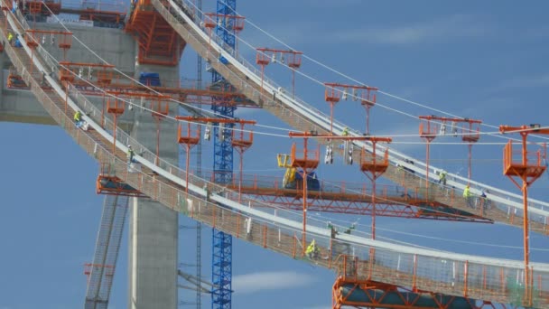 Tulcea Romanya Ekim 2021 Avrupa Nın Uzun Üçüncü Köprüsü Olan — Stok video