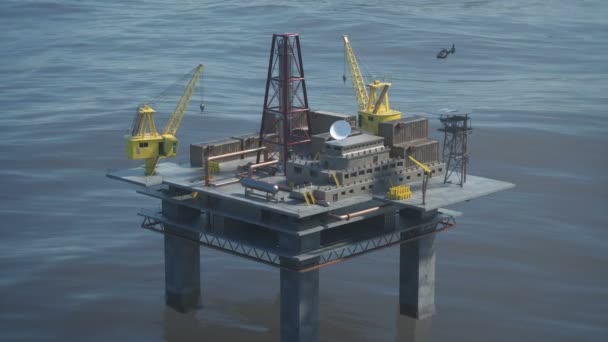 3d Animation of an oil drilling platform