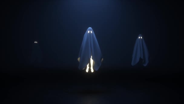Animation Floating Evil Spirits Glowing Eyes — Stock Video