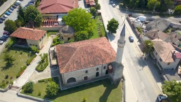 Vista Aérea Babadag Uma Pequena Cidade Norte Dobruja Mesquita Colocada — Vídeo de Stock