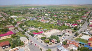 Romanya 'nın Tuna Deltası' ndaki küçük bir balıkçı kasabası olan Sarichioi 'nin hava manzarası