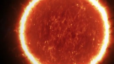 Güneşin 3D animasyonu ve etrafını saran gaz halesi.