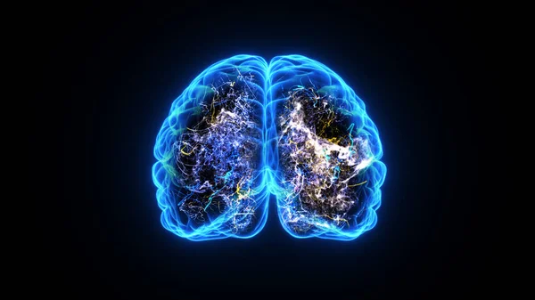 Renderização Uma Atividade Elétrica Cérebro Humano — Fotografia de Stock