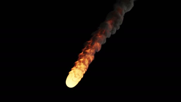 Animering Meteorit Isolerad Svart Med Luma Matt — Stockvideo