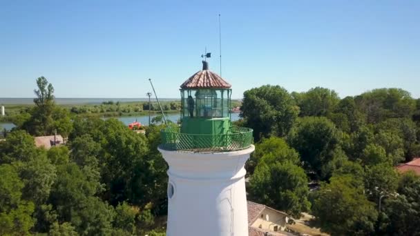 Aerial View Old Lighthouse Sulina City Romania — 图库视频影像