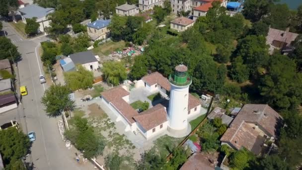 Aerial View Old Lighthouse Sulina City Romania — Αρχείο Βίντεο