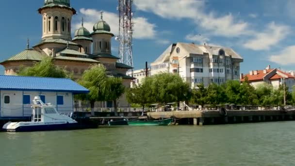 Sulina Stad Haven Uitzicht Vanaf Donau — Stockvideo