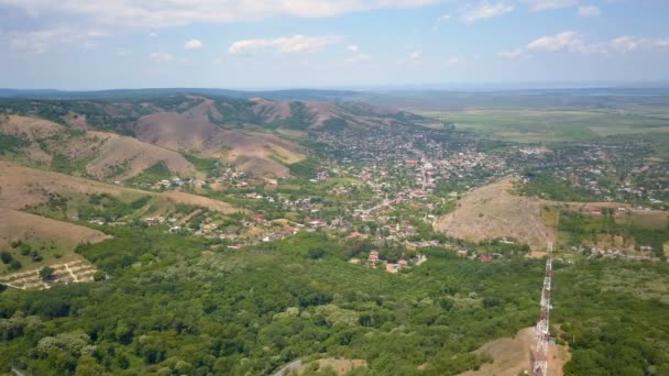 Aerial View Niculitel Small Village Wild Balkans Romania — Video Stock