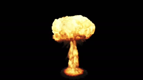 Animation Nuclear Bomb Explosion Isolated Black Luma Matte — 图库视频影像