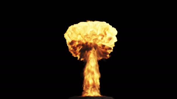 Animation Nuclear Bomb Explosion Isolated Black Luma Matte — ストック動画