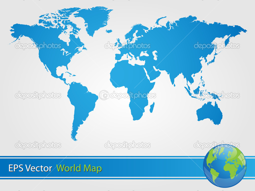 Blue World Map Illustration