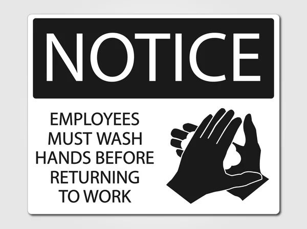 Employees must wash vector sign — Stock Vector